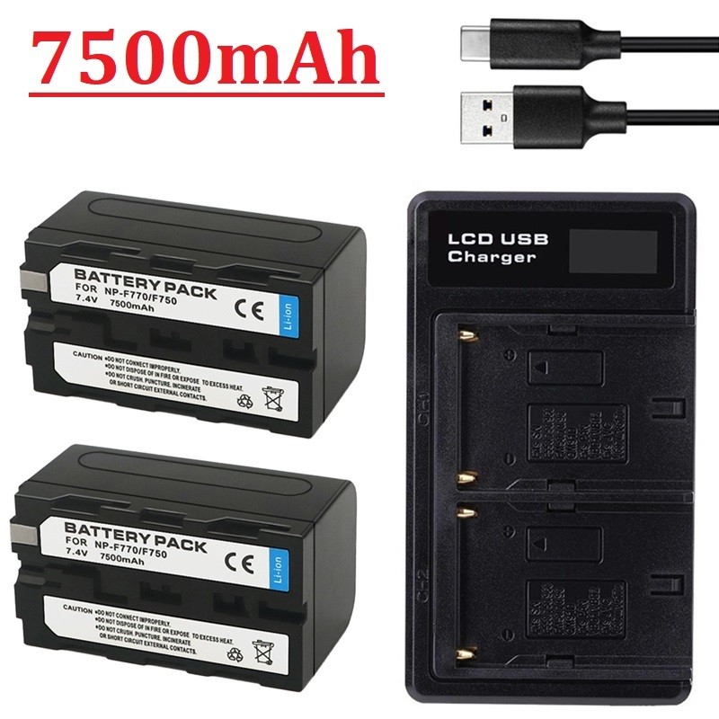 7500mAh NP F750 NP F770 F730 with LED charger for Sony NP F960 F970 NP-F550 CCD-TRV215 CCD-TR917 CCD
