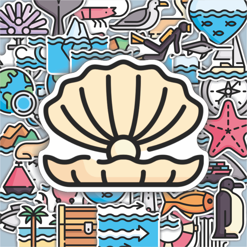 100PCS Lucu Stiker Warna Garis Hari Samudra Dunia Stiker Aesthetic Stiker Anti Air Stikers Berpereka