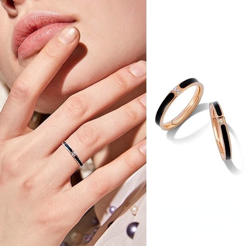 Cincin Titanium Wanita Korea Anti Karat Dan Luntur Mewah Stainless Steel Aksen Berlian Imitasi Untuk