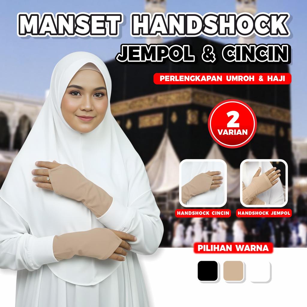 Manset Handsock Jempol & Cincin Perlengkapan Umroh Haji Bahan Rayon Lembut  Anti Melorot Jahitan Rap