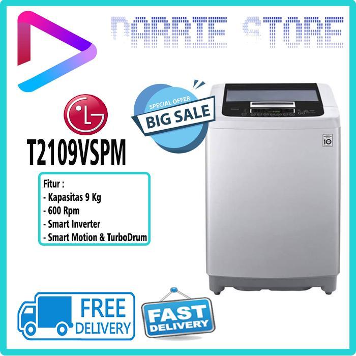 PROMO GASPOLL LG T2109VSPM MESIN CUCI 9 KG TOP LOADING WASHER T2109 2109VSPM