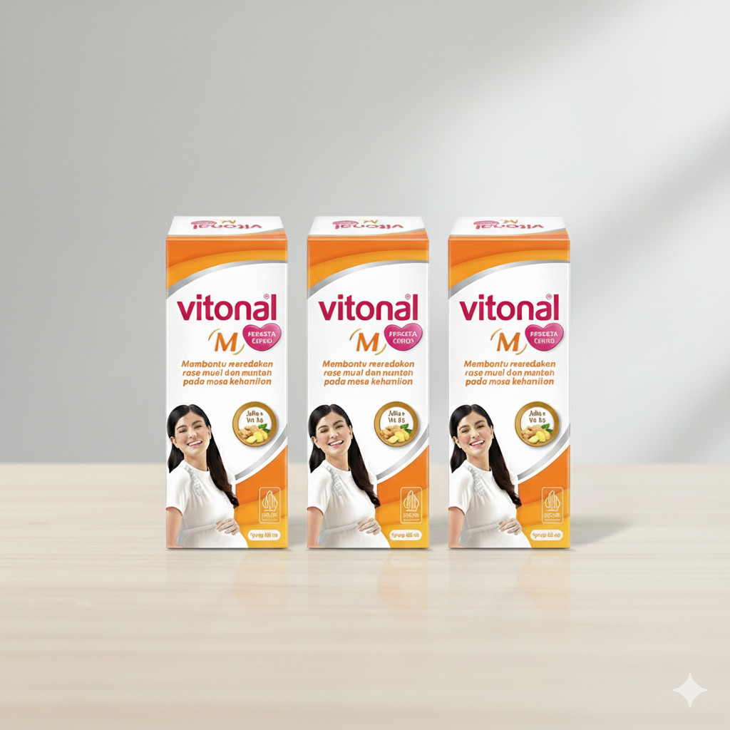 Vitonal M Syrup Ferosta Genio Vitamin Kehamilan Bantu Kurangi Mual Muntah Ibu Hamil