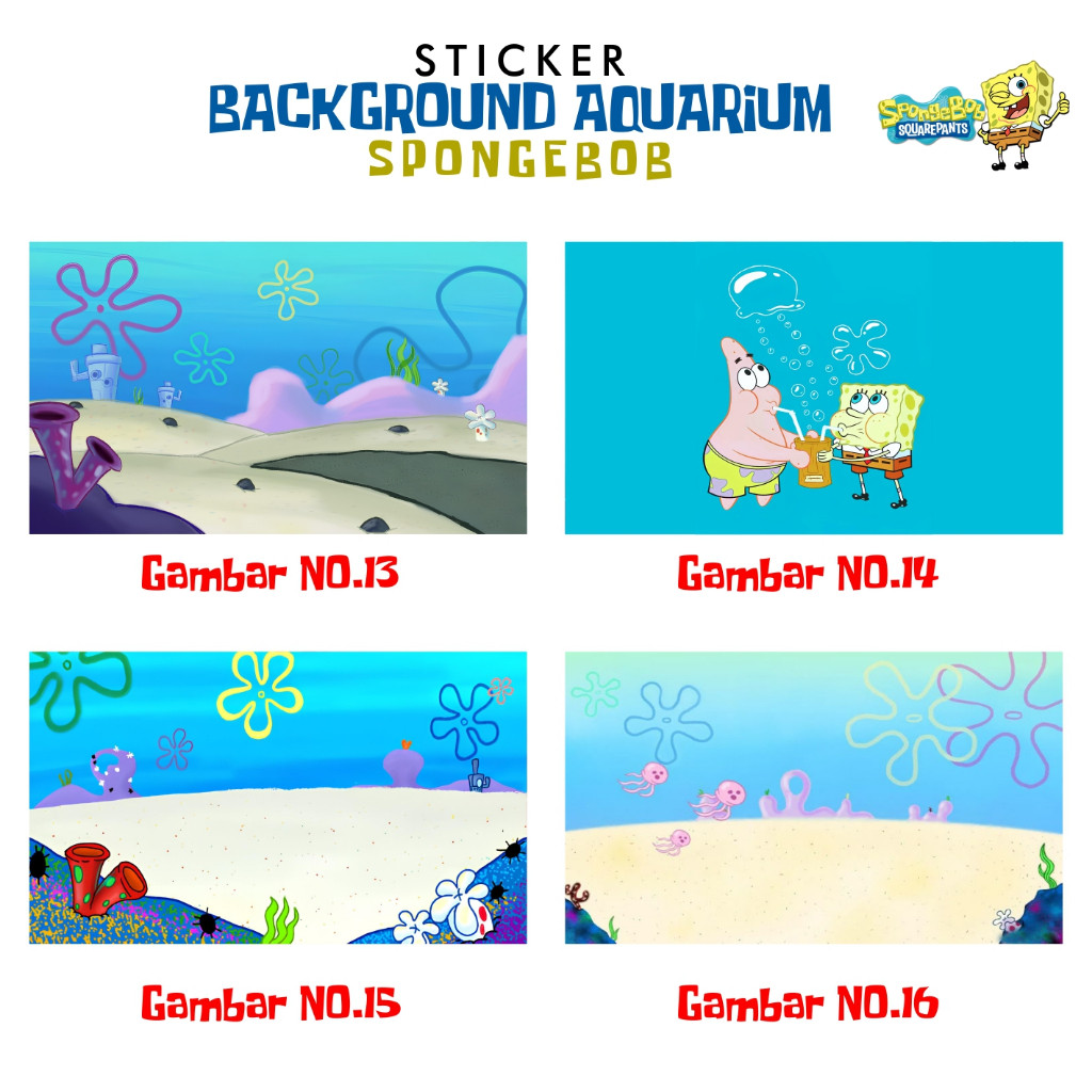 Stiker aquarium background akuarium spongebob sticker Premium HD anti air awet mudah dipasang bisa r