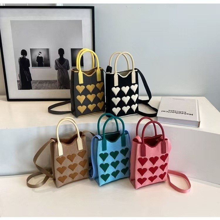 TAS HP MINI RAJUT SELEMPANG SLING BAG KNITTED MOTIF LUCU