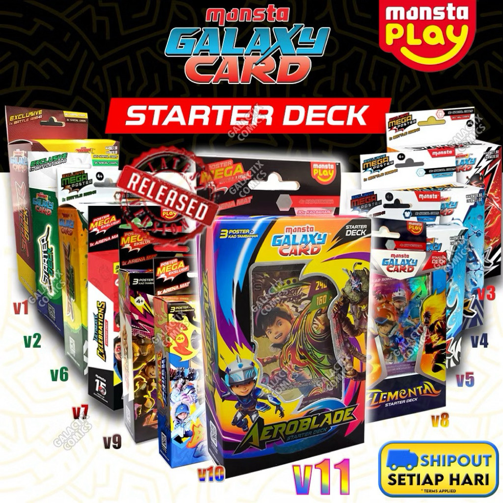 BoBoiBoy Galaxy Card Starter Deck  - 23 Cards + 1 Battle  Arena - Version 1.0 2.0 3.0 4.0 5.0 6.