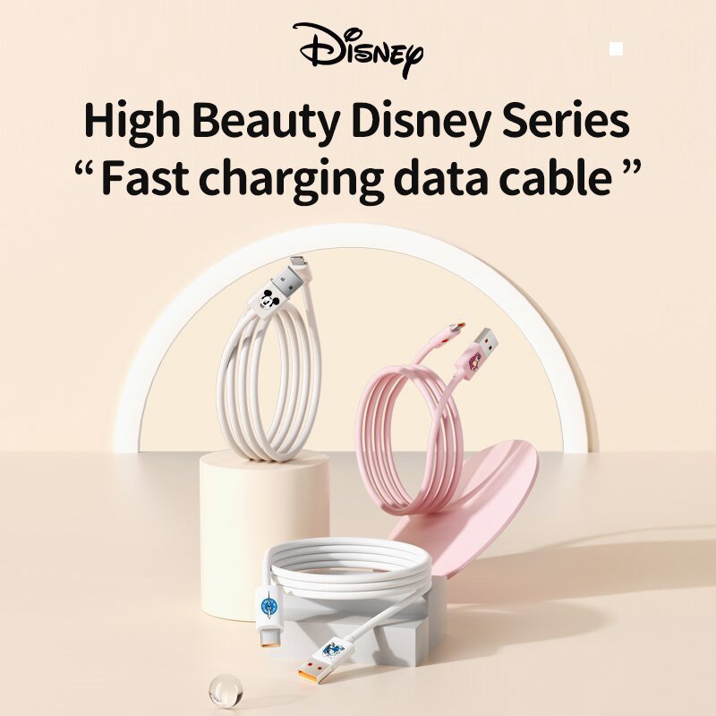 Disney Set Kabel Data dan Pengisian Cepat USB-C ke USB-C serta USB ke Lightning – Kabel Cepat Berkua