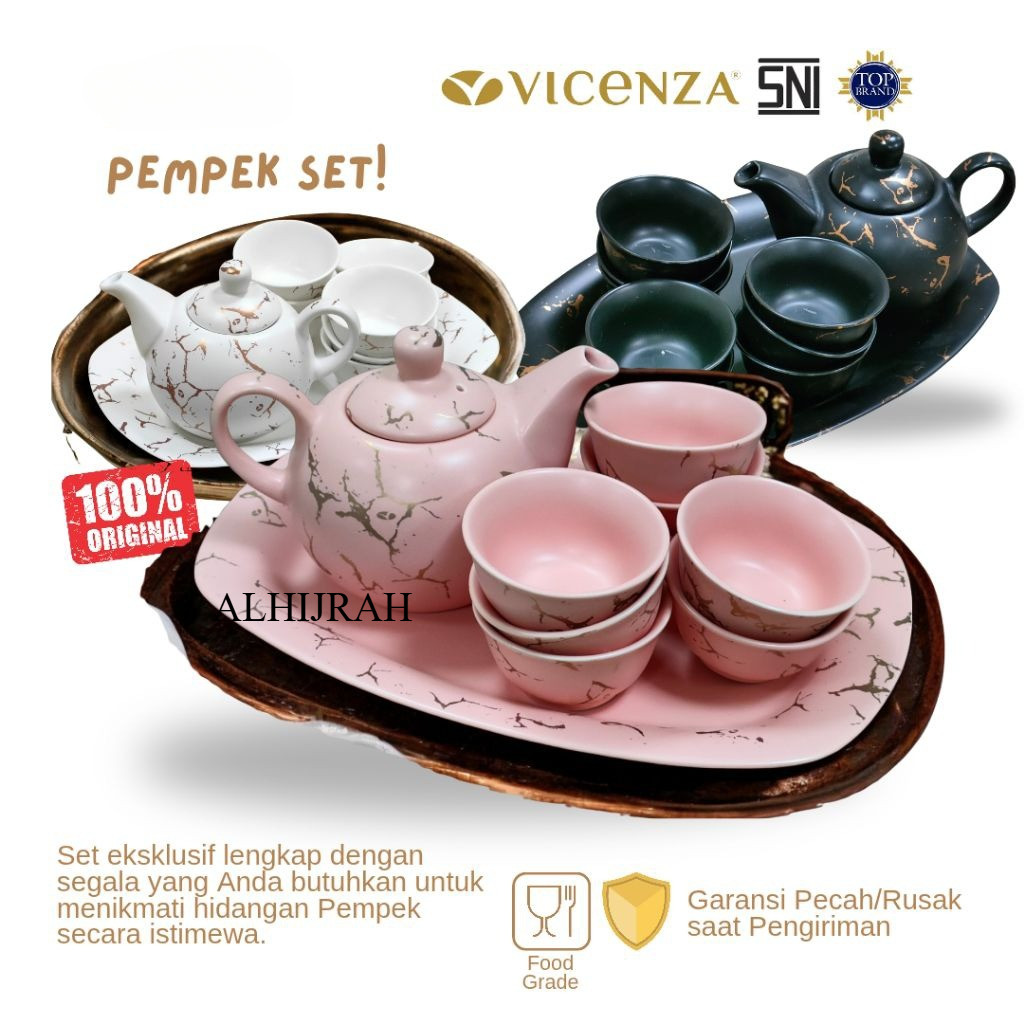 Vicenza Pempek Set Motif Marmer Pink/Hitam/Putih BM902
