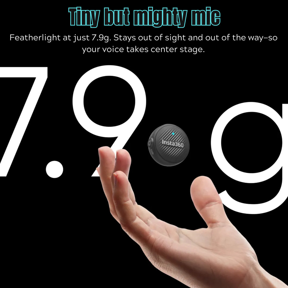 Insta360 Mic Air Mini 7.9g 48kHz Magnetic Transmitter Audio Microphone For Insta 360 X5 X4 Air Ace P