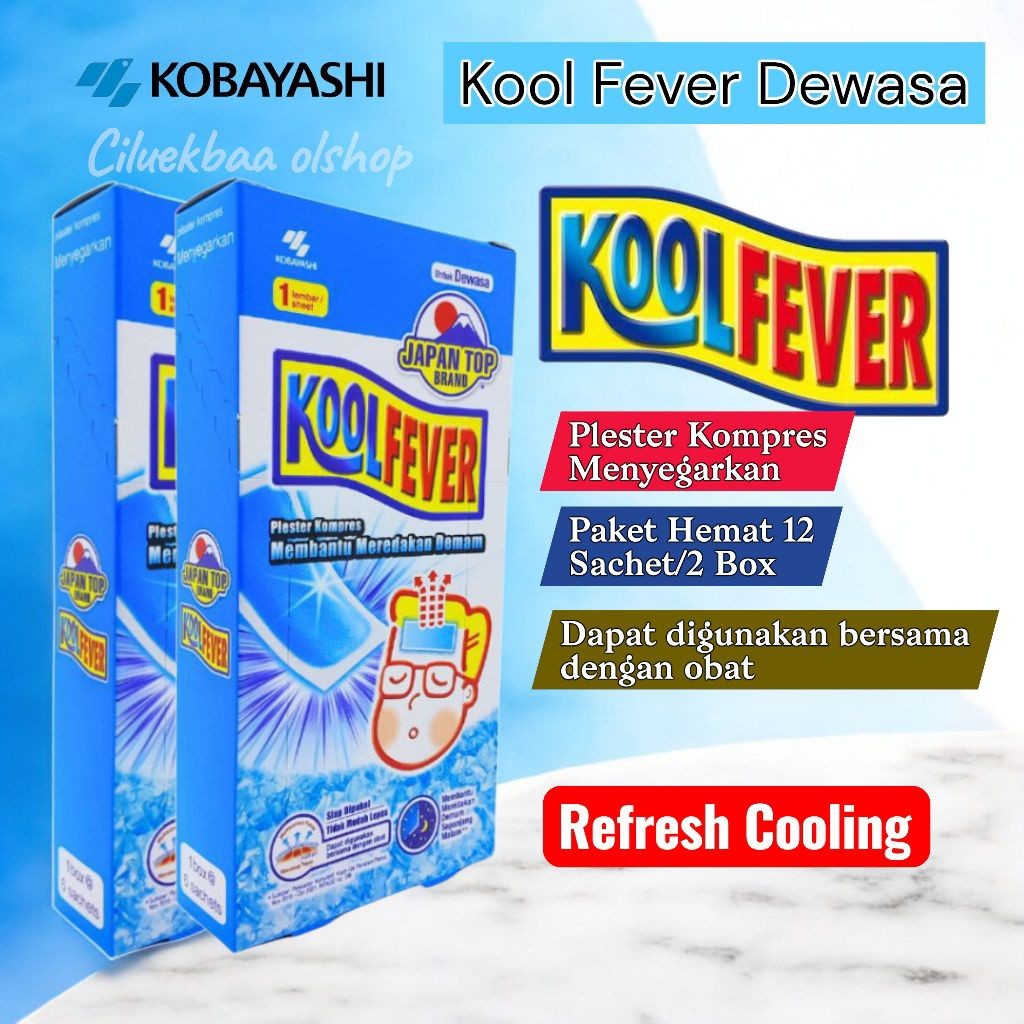 12 Sachet Kool Fever Dewasa Kool Fever Adult Plester Kompres  Panas
