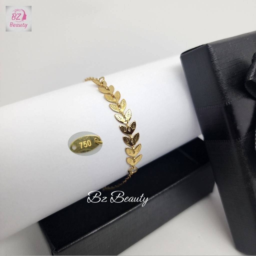 Gelang Emas Imitasi Wanita Titanium Kode 750 Kait Serut Elegan Model Korea