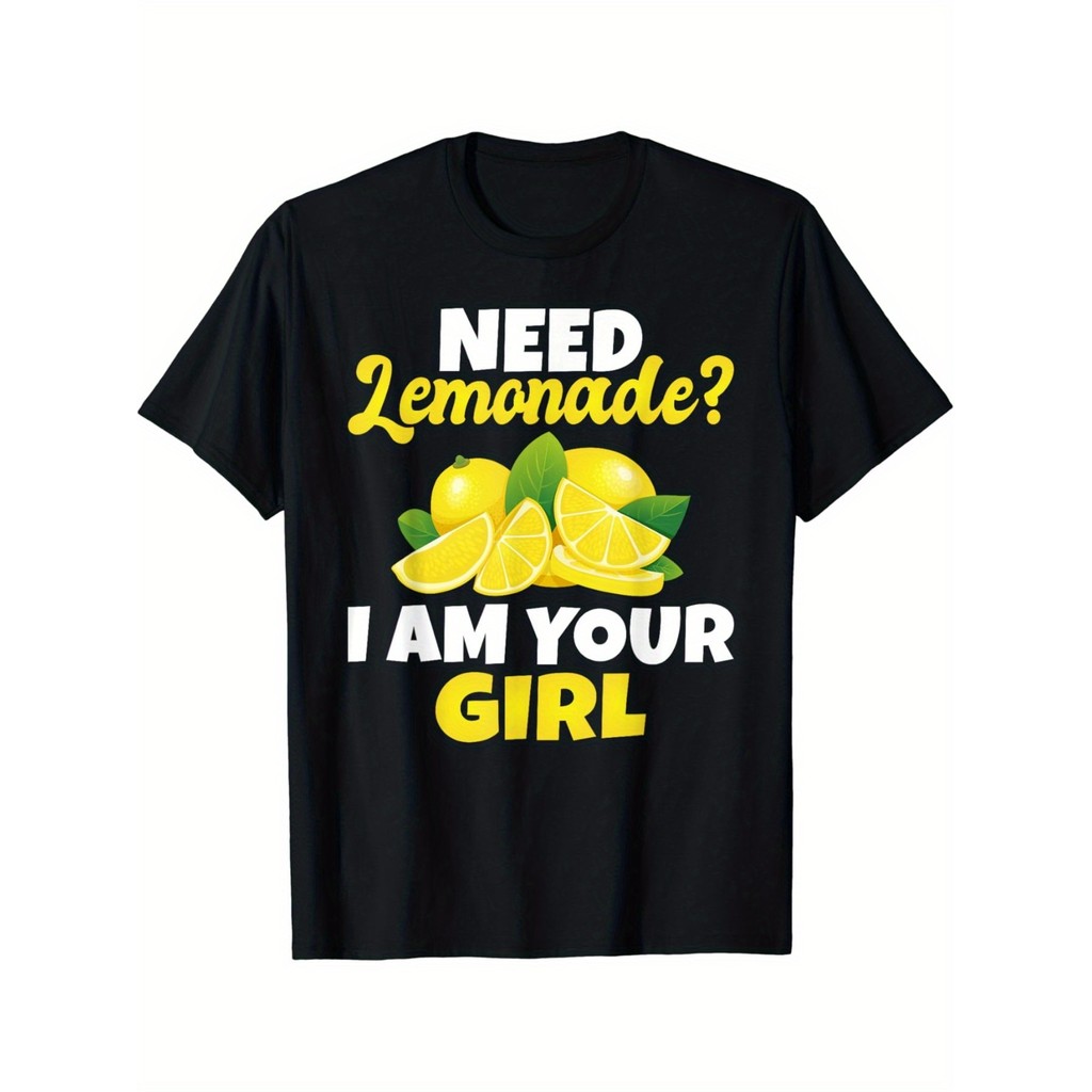 Kaos Pria 'Butuh Limun? Aku Gadismu' - Desain Lemon Kuning, Lengan Pendek Santai