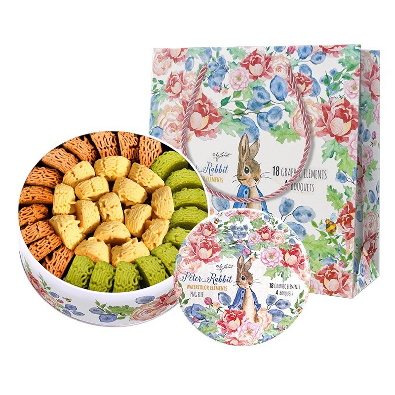 Jiangnan Champion Peter Rabbit Little Flower Cookies Tin Box Imported Butter Handmade Matcha Gift Bo