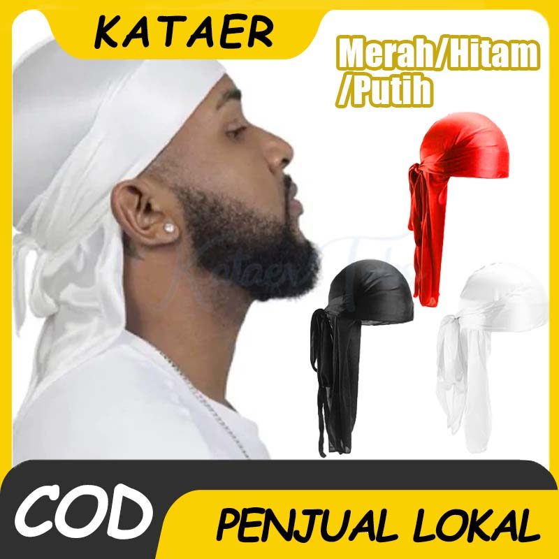 Durag Ekor Panjang Durag Silk Ikat Kepala Bandana Hip Hop Durag Ikat Kepala Breathable untuk Rambut 