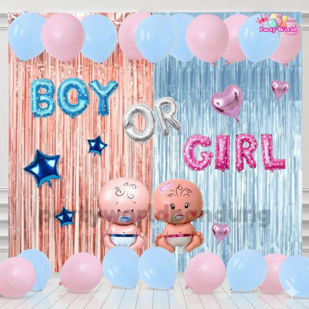 Paket Dekorasi Gender Reveal Boy or Girl / Gender Reveal Decoration Aesthetic