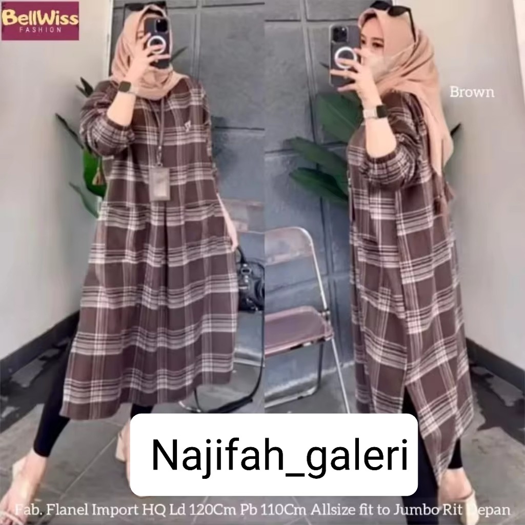 [[TERBARU]]LONG TUNIK FLANEL KOTAK JUMBO//TUNIK WANITA DEWASA//TUNIK TERBARU
