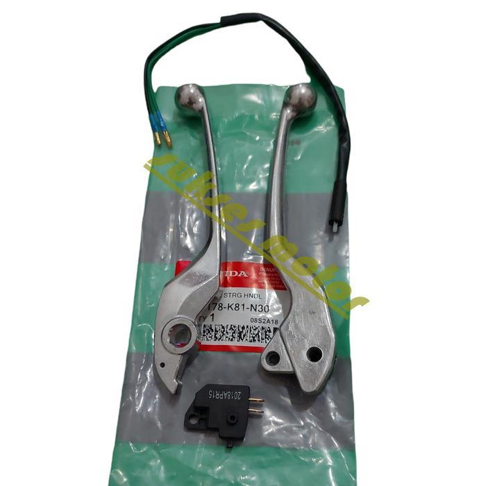 handle rem set kiri kanan beat delux, beat street, beat new led {silver} + swit rem depan belakang M