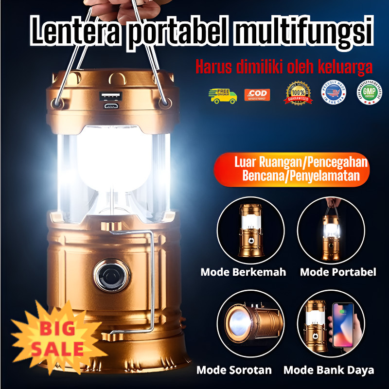 [Baterai Tahan 12 Jam & Tahan Air IPX4] Lampu Lentera LED Lampu Camping Emergency Mudah Dibawa Lampu