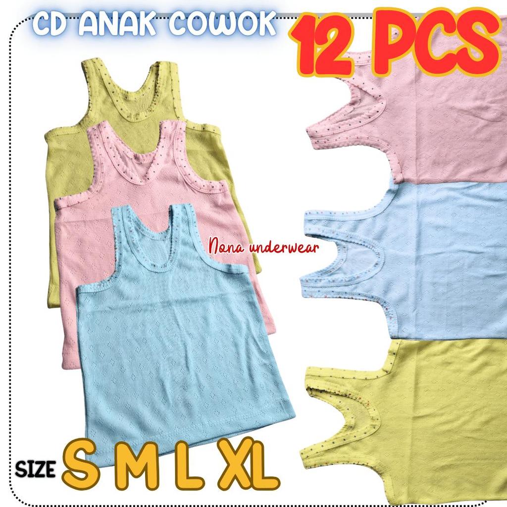 12 PCS SINGLET ANAK BALITA KAOS DALAM BAYI MOTIF JALA BOLONG TRENDY