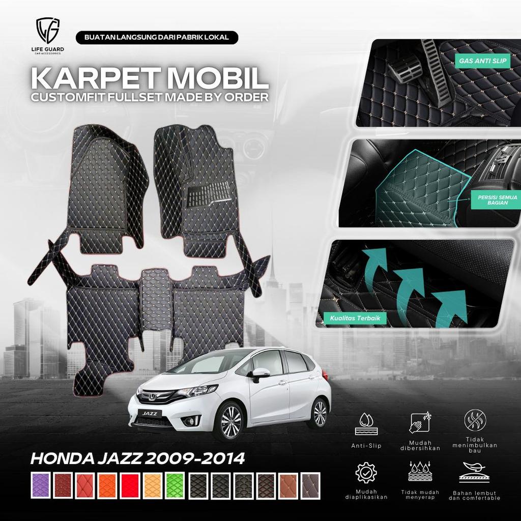 Lifeguard Aksesoris Interior Karpet 7D Mobil Honda Jazz 2009-2014 Interior Waterproof Premium Fullse