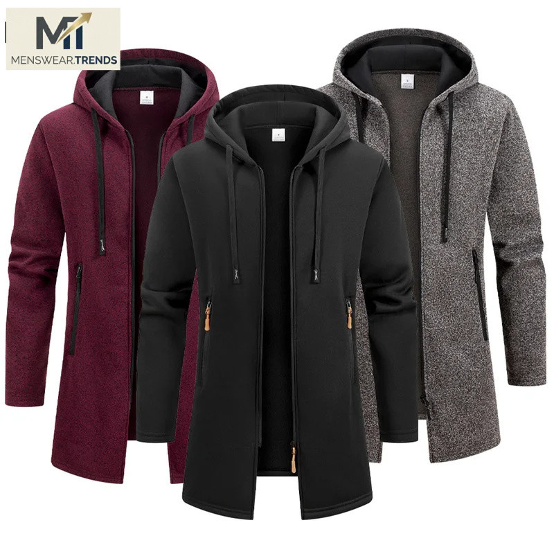 Jacket New Streetwear Men's Long Sleeve Sweatshirts for Men Zipper Hooded Oversize Winter Warm  Coat