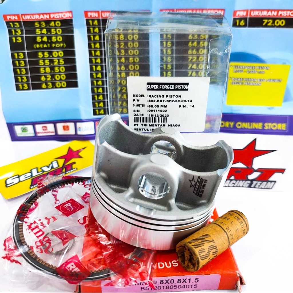 SUPER PISTON FORGED BRT & RING SET SIZE 62 PIN 14 SEMI CEBOL 63 PIN 14 (BRT) 63 PIN 14 SEMI CEBOL 63