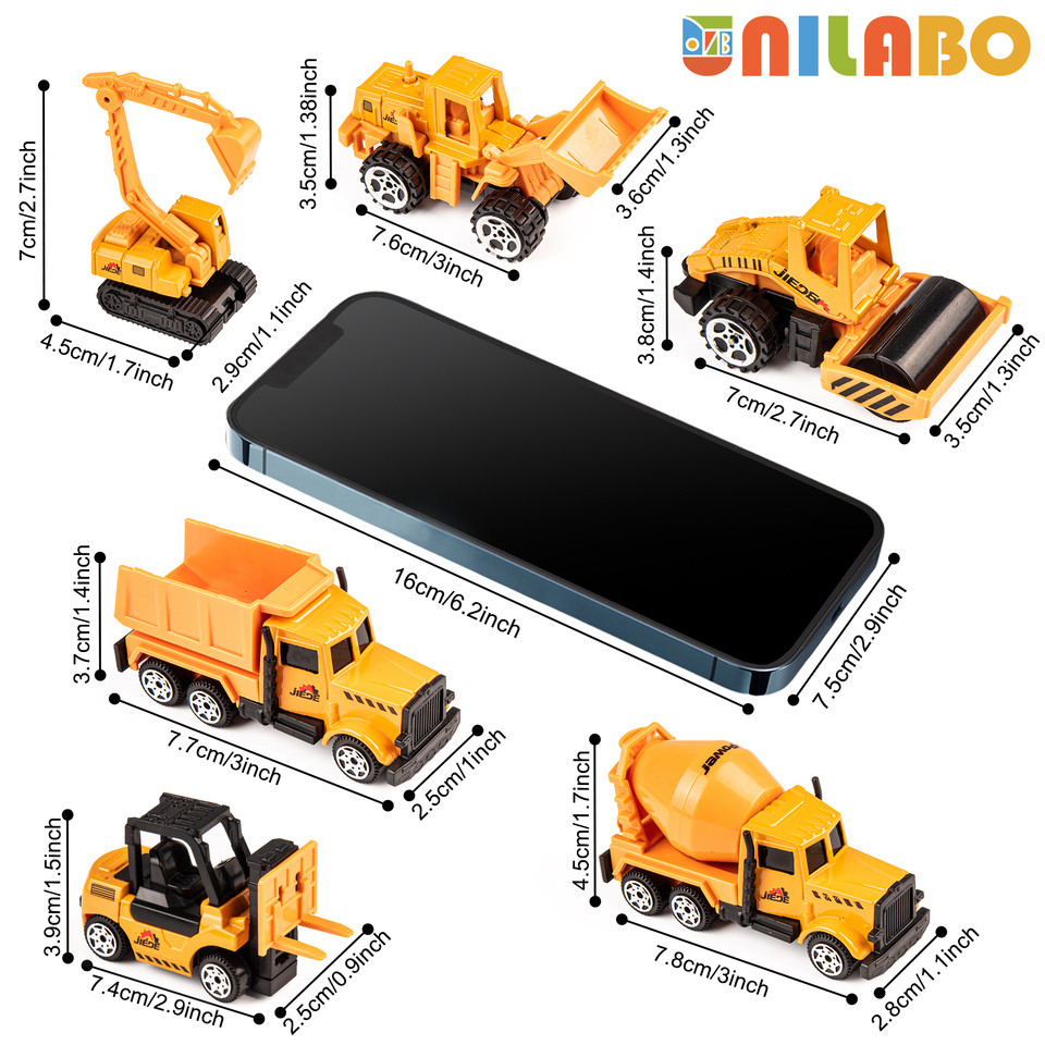 Alloy Construction Vehicles Toy Set for Ages 3-8-STEM Toys with Container Truck/Tower Crane/Excavato
