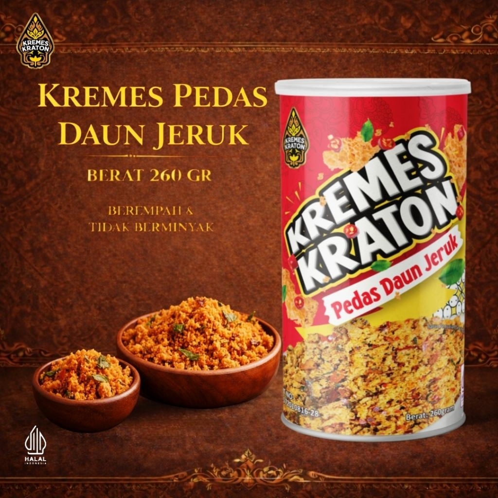 Kremes Kraton (KALENG) - Kremes Pedas Daun Jeruk 260g CAMILAN LAUK MAKAN SAMA NASI