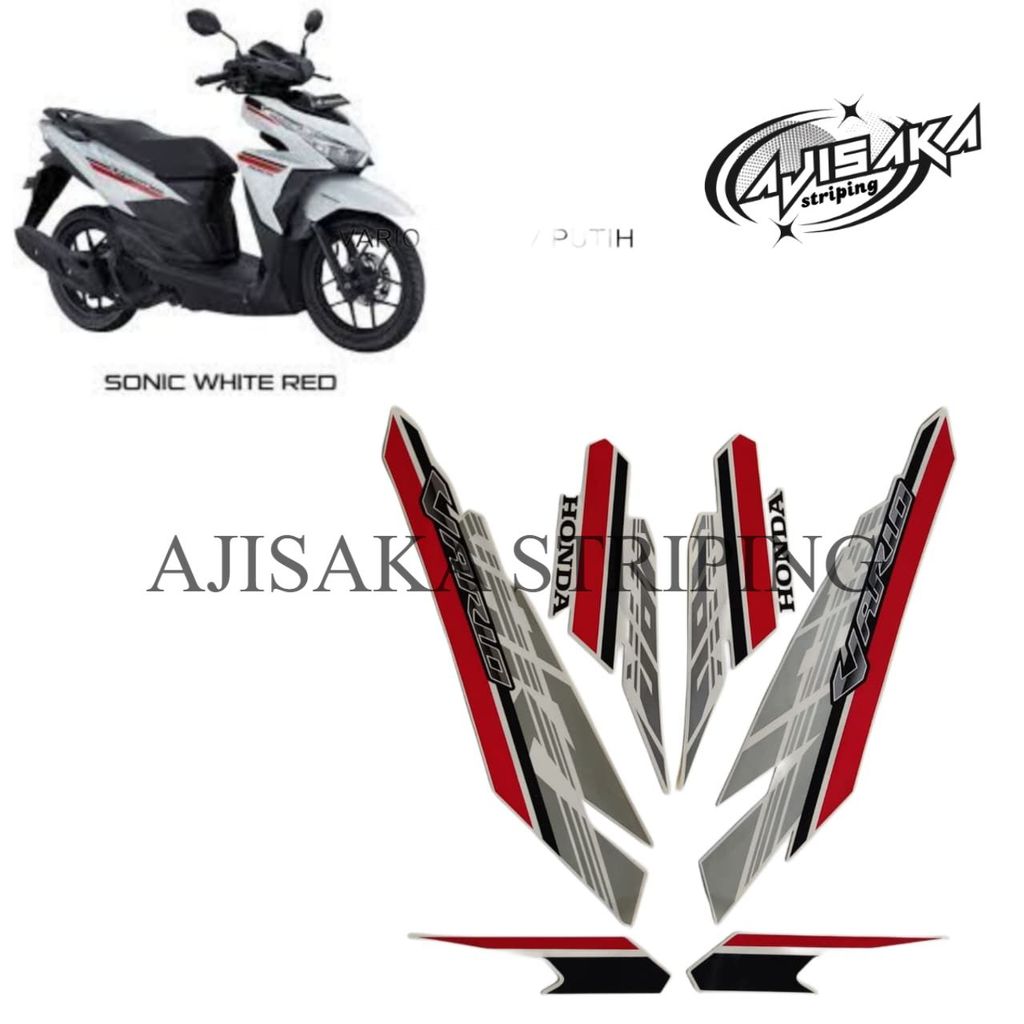 STIKER STRIPING LIS LES POLET PLAT PLISIR BODY MOTOR HONDA NEW VARIO 125 LED 2017 ESP FI PUTIH PREMI
