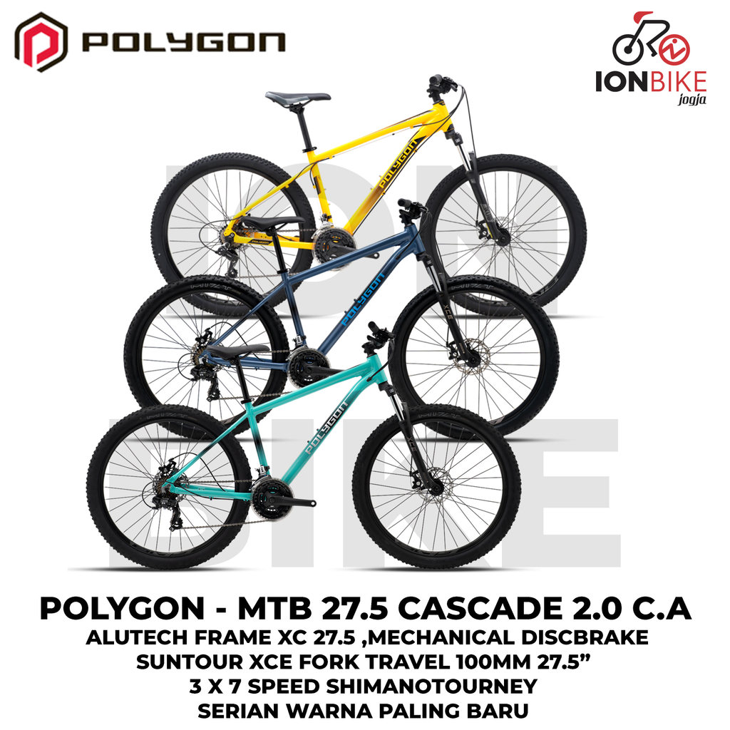 Sepeda MTB 27.5 Inch Polygon Cascade 2 Frame Alloy Ringan Terbaru 2.0 Allumunium Gunung Dewasa Remaj