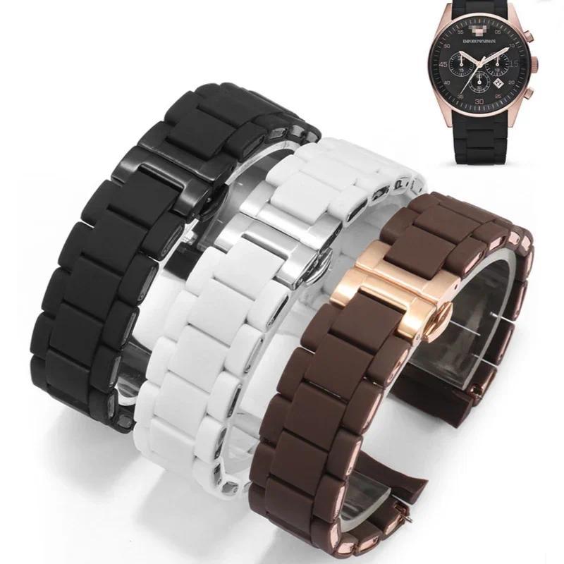 Rubber Clad Steel Watch Strap for Armani Ar5889 5890 5905 5920 Waterproof Silicone Watch Band Access