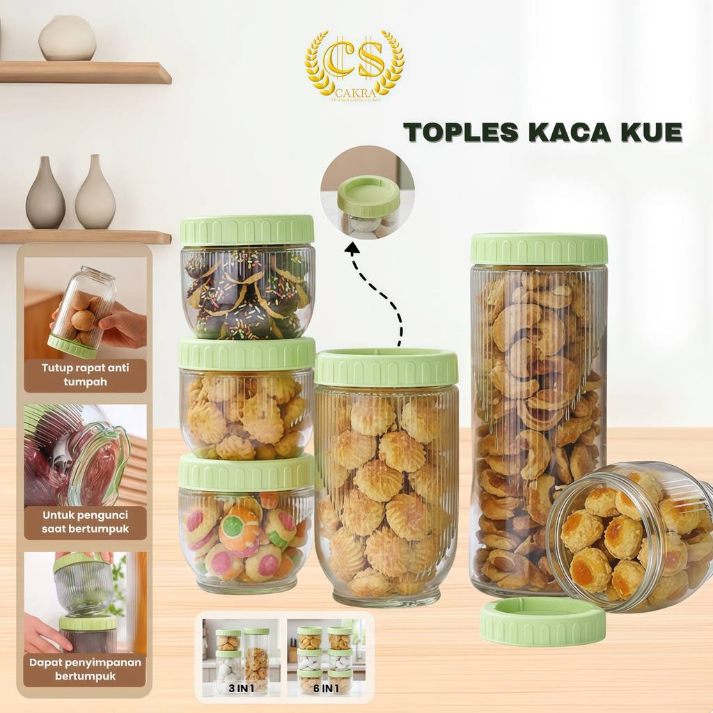 CS Toples Kaca Beling 3in1 / Toples kue Lebaran