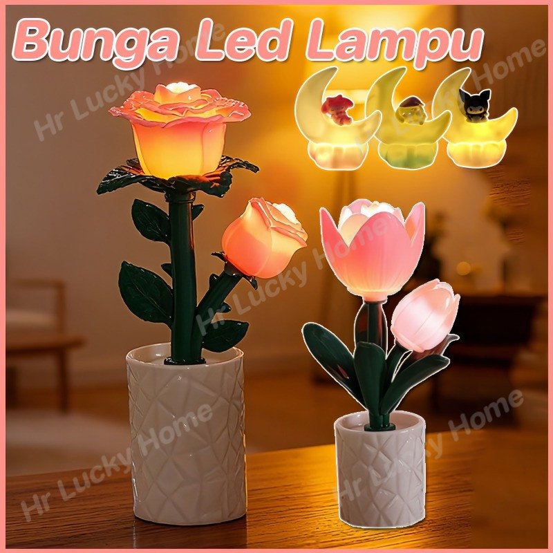 COD Lampu Malam Mawar Lampu LED Bunga Mawar Dekorasi Bunga Led Lampu Dekorasi Bunga Led Lampu Dekora