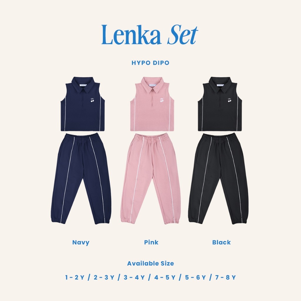 BENA.STORE HYPO DIPO - Lenka Girl Set - Setelan Anak Perempuan 1-8 Tahun - One Set Sporty Kerah Cela