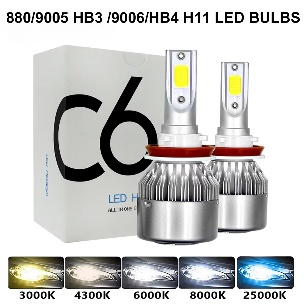 Led Headlight Bulbs H11 LED C6 Car Lights H4 880 H11 HB3 9005 HB4 9006 6500K 120W 12V 12000LM Auto H