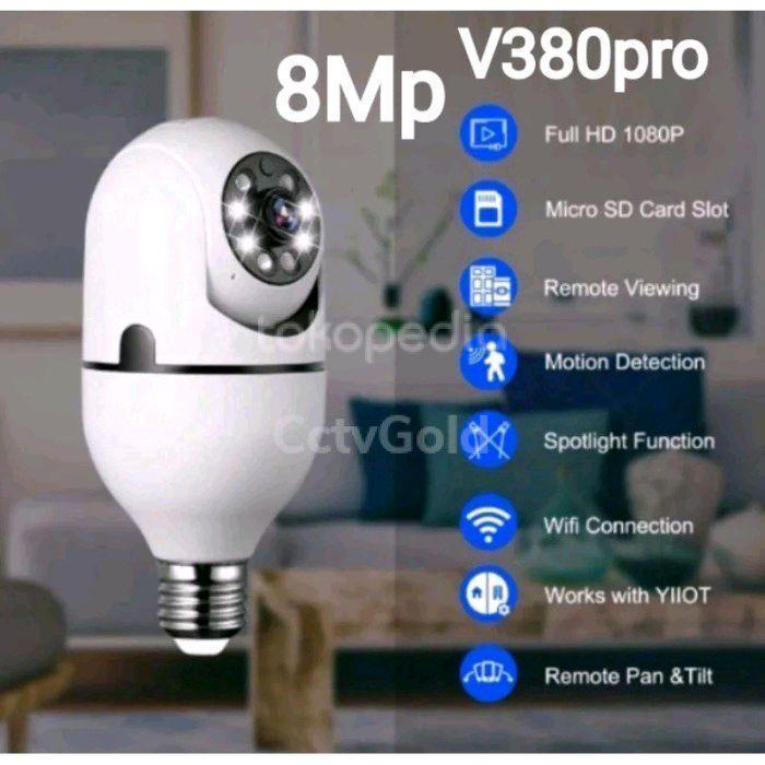 Cctv Bohlam Lampu Camera Cctv V380 Pro wifi Wireless model Bohlam Lamp - CCTV ONLY Terlaris