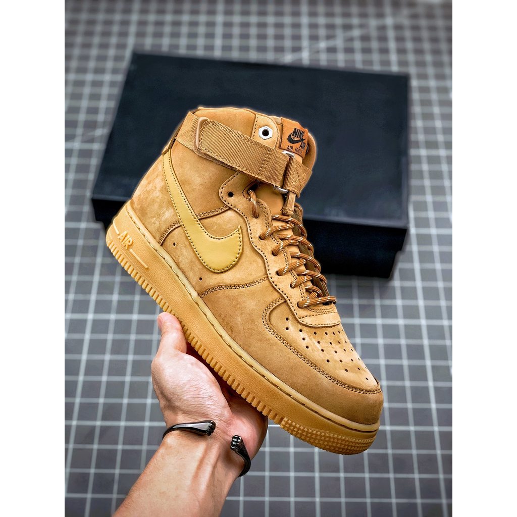 Nike Air Force 1 High FLAX Wheat 20S Versi Resmi Suede Sepatu Sneakers Pria Wanita