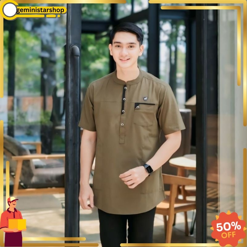 TREND Baju Koko Kurta Pria Dewasa Lengan Pendek Toyobo Premium GMS