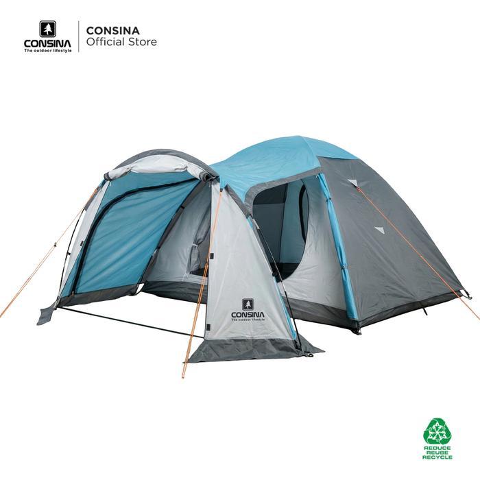 CONSINA IMPIAN 4 TENDA DOME OUTDOOR GUNUNG CAMPING KAPASITAS 4 ORANG - Biru-Abu