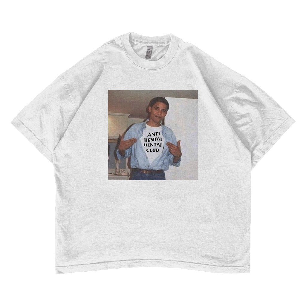 Kaos Anti Hentai Hentai Club Barack Obama Oversized T-shirt Anime Unisex Tee