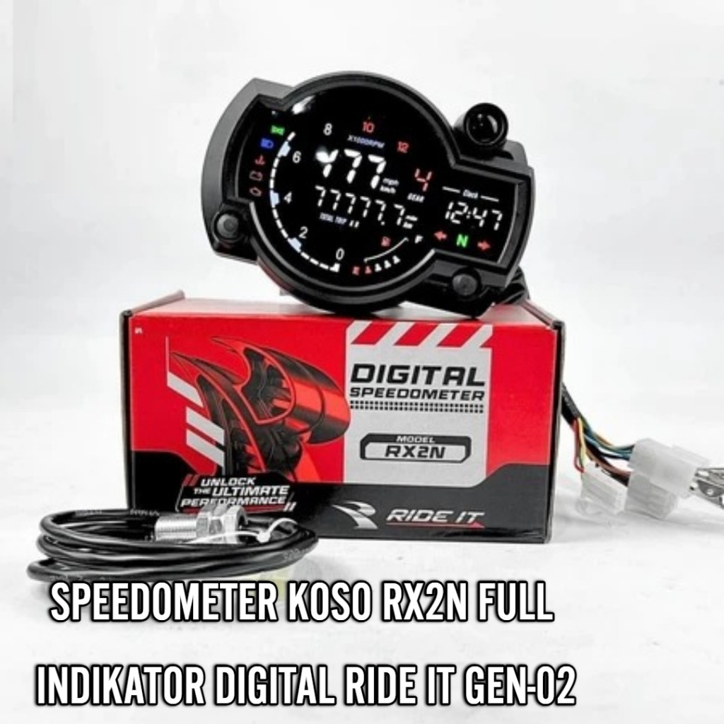 Spidometer Speedometer Koso RX2N Full Indikator Digital Spedo Spido Koso RX2N Set Pangkon Cnc Ride I
