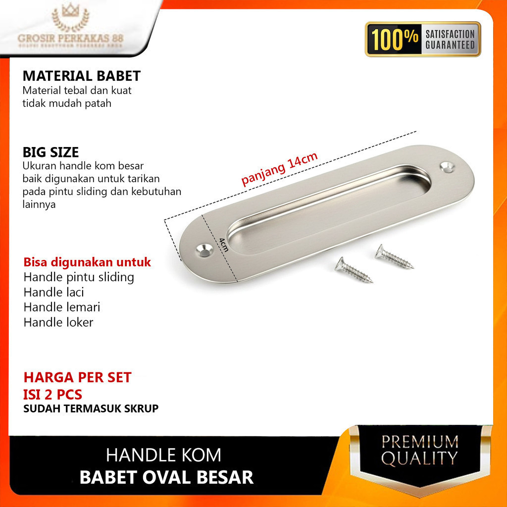 Tarikan Pintu Aluminium Geser Sliding Handle Kom Handel Bulat Besar Set