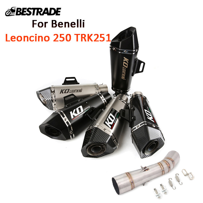 For Benelli Leoncino 250 TRK251 Exhaust System Motocycle Mid Link Pipe Slip On 51mm Muffler With DB 