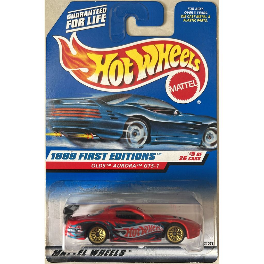 HotWheels Red 1999 First Editions Oldsmobile Aurora GTS-1 Collector #911 Card Not Mint SNI Original 