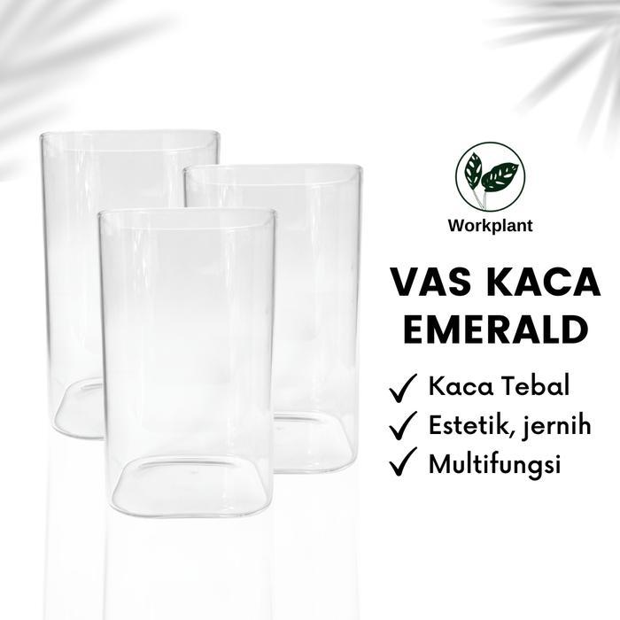 getramart1 Vas Kaca Emerald - Vas Bunga Kaca Bening Kotak Vas Bunga Kotak Pot TERLARIS