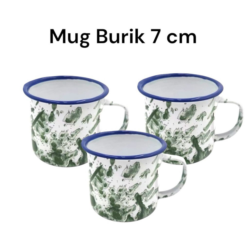 Cangkir / Mug Enamel Blirik 7 cm / Gelas Jadul Motif Burik