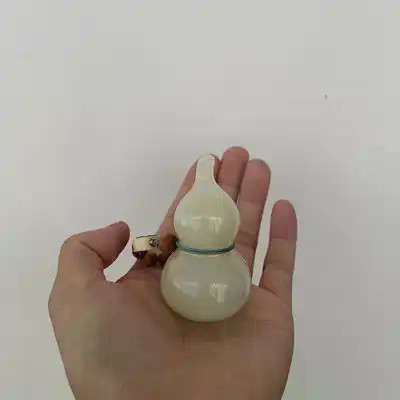 Aksesoris batu giok Hetian berbentuk labu, hiasan meja, ornamen budaya, gantungan, liontin