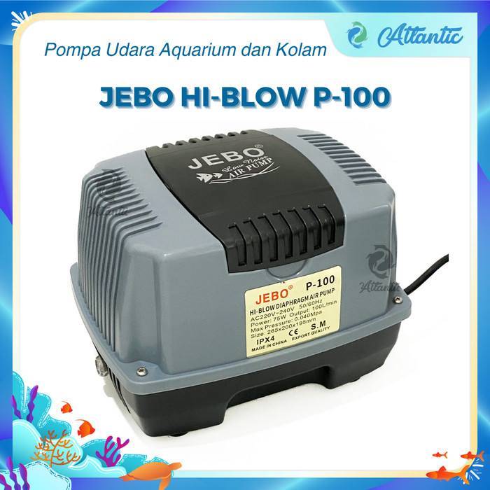 Jebo P100 P-100 Pompa Udara Aerator Hi-Flow Air Pump Blower Aquarium Kolam Besar