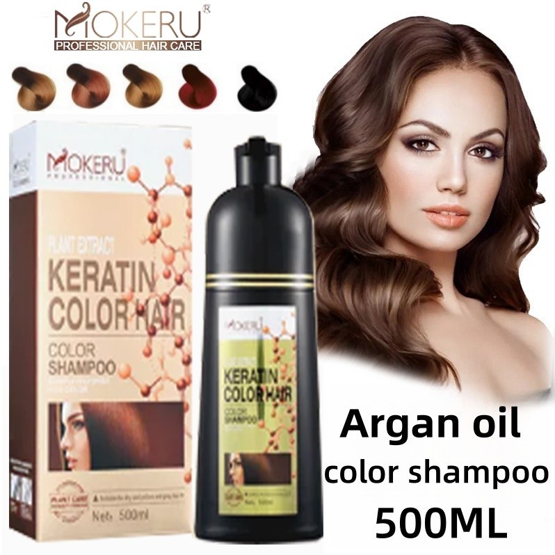 * COD * MOKERU Shampoo Pewarna Rambut /Color Shampo Argan Oil Dye Hair Keratin Sampoo Semir Herbal A