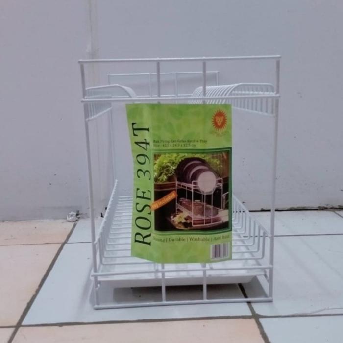 SIMBASUN : RAK PIRING KAWAT SUSUN 2 + NAMPAN ROSE 394 T SIMBA SUN