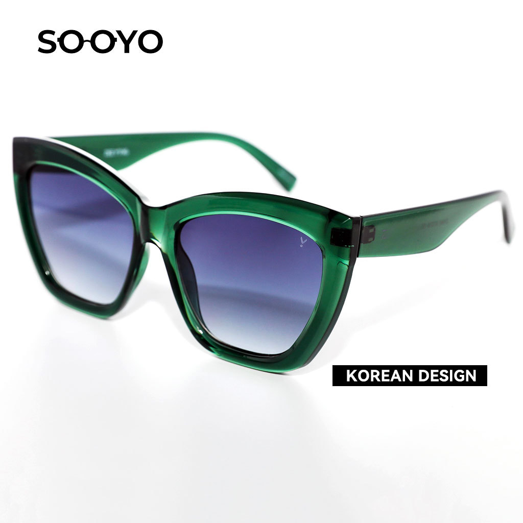 SOOYO Kacamata Hitam Wanita Hijab Premium Frame Kotak Hijau Nyaman Anti UV dan Radiasi